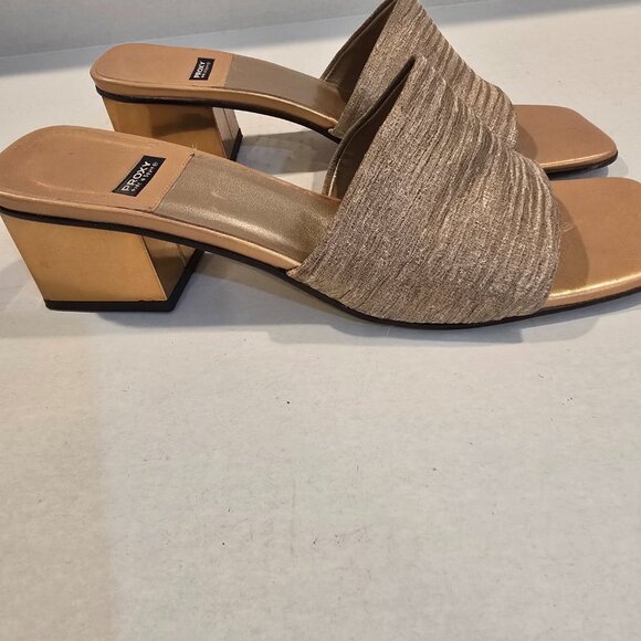 Gold Lame Slide Sandals Proxy Size 9 Made in Spain 2" heel - Picture 4 of 12